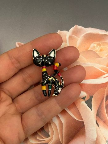 Broche chat multicolore
