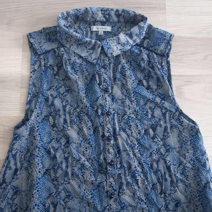 Chemisier sans manches imprimé bleu Tex Woman taille 38 - photo numéro 3
