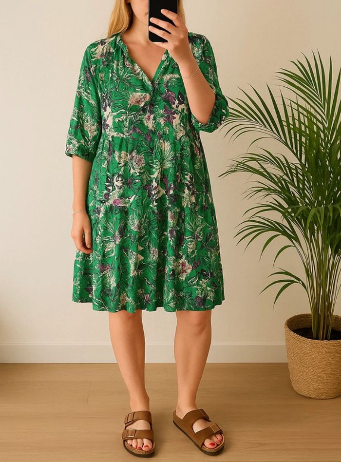 Robe IKKS imprimé fleuri végétal vert – T.42