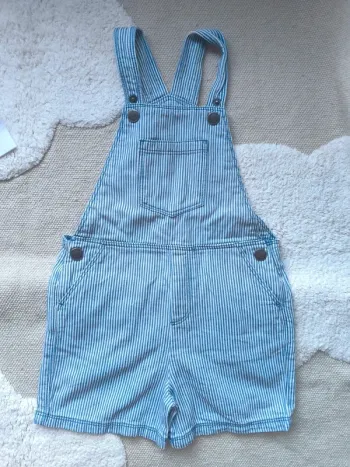 Salopette short rayée bleu clair – Mango Kids – Taille 3-4 ans
