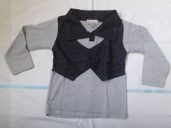Sweet gris clair et gris foncé imitation gilet et chemise