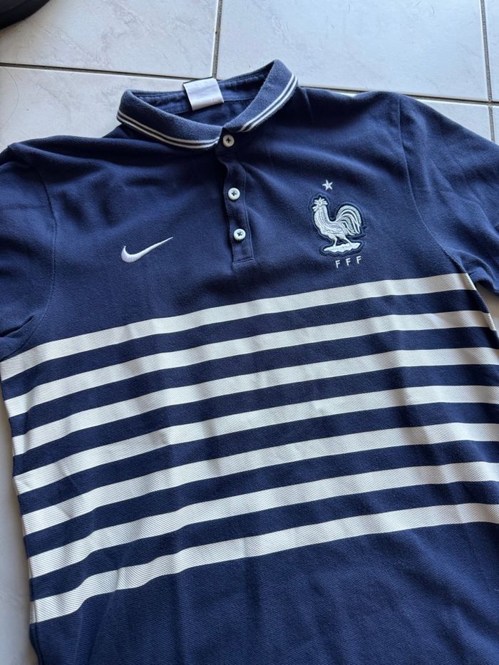 Polo Nike Équipe de France FFF bleu rayures – Taille M - photo numéro 4