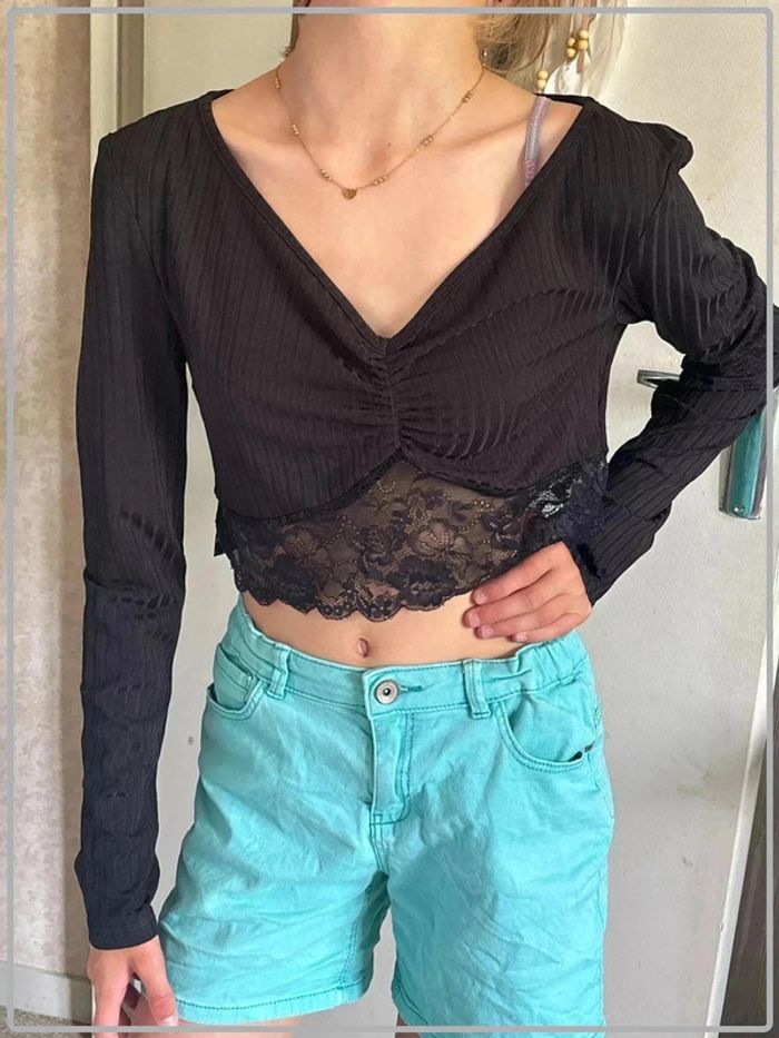 Crop top manche longue taille 38 marque shein * - photo numéro 2