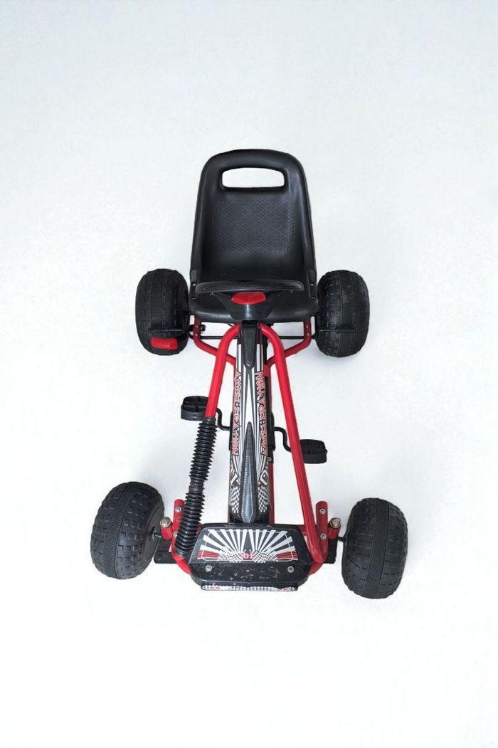Kart à Pédales pour Enfants avec Siège Réglable et Freins à Main, Avant et Arrière, Vélo d’Enfant 4 Roues Charge 30 kg Idéal Cadeau pour Enfants 3+ Ans (Style 3, Rouge) - photo numéro 4