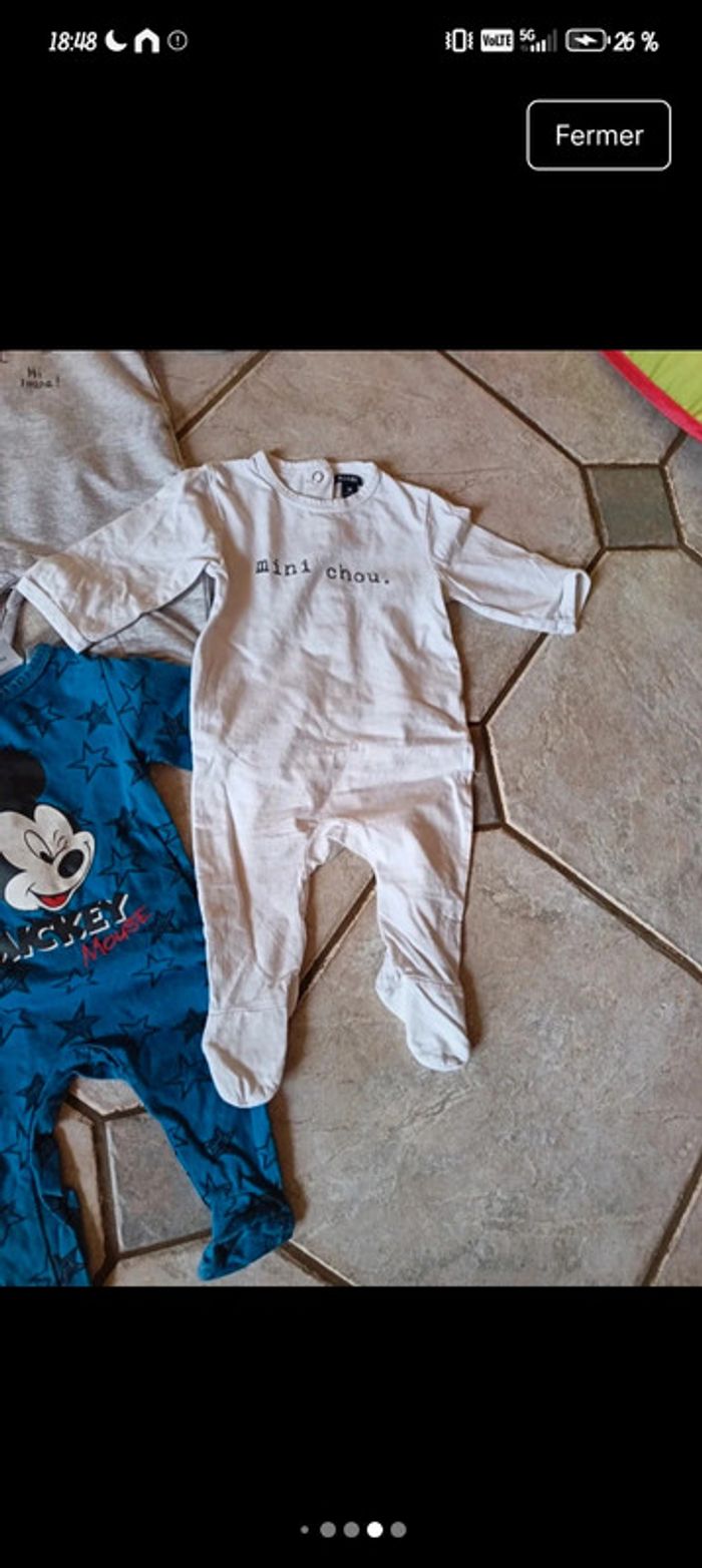 Lot 3 mois 62 cm pyjama grenouillère sans pied combinaison léger bébé - photo numéro 12