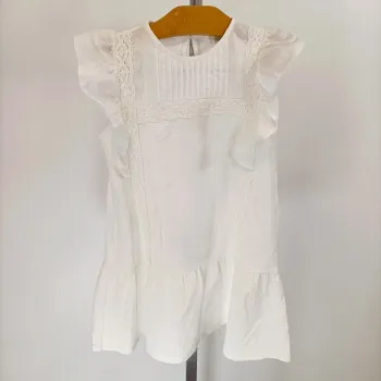 Robe blanche sans manches blanche été 7/8 ans River Island brodé à froufrou A346