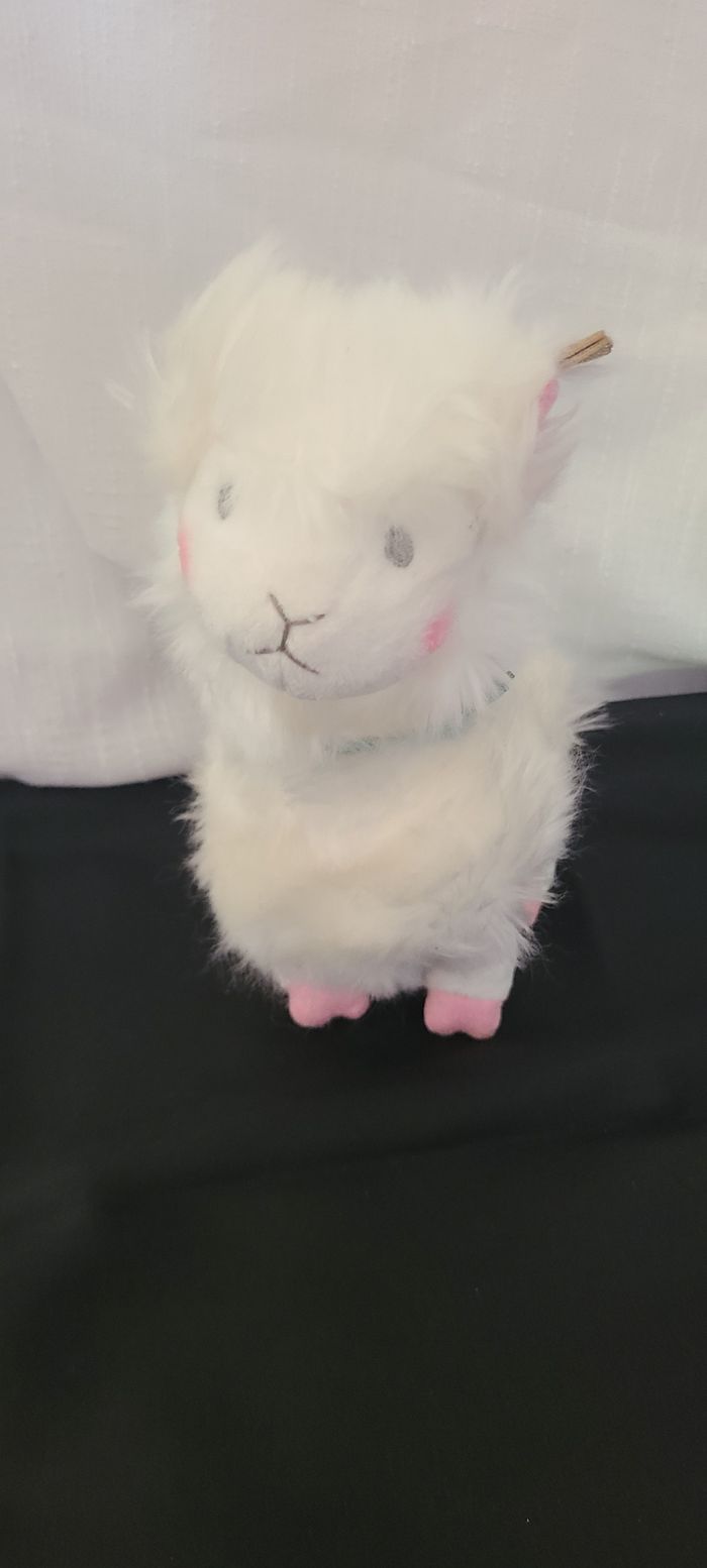 Peluche Doudou lama blanc marque Histoire D'ours rose - photo numéro 2