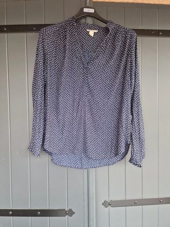 Blouse bleu marine a pois blanc h&m