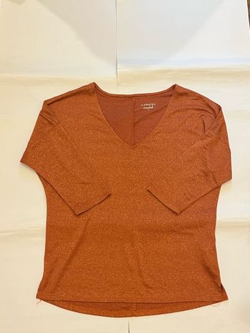 Haut / tshirt orange pailleté manches courtes / 3/4 camaïeu taille S/36