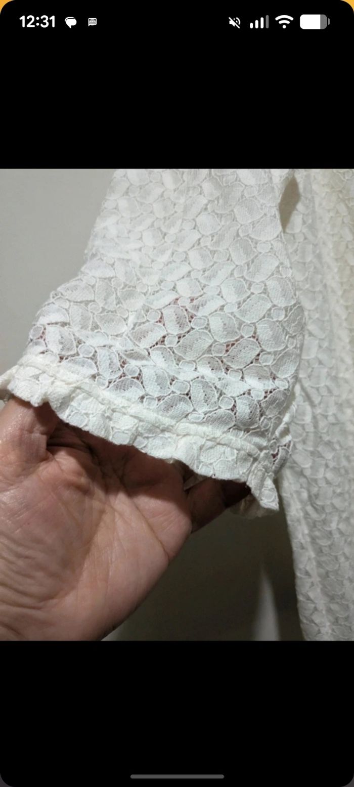 Magnifique blouse Kiabi en dentelle blanc écru. Taille 54/56 - photo numéro 5