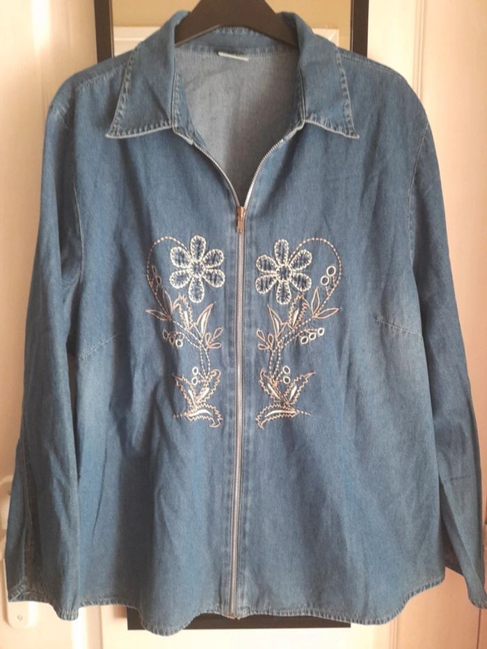 Veste en Jean broderies fleurs 🌸
