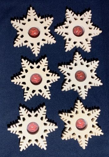 Lot 6 bougeoirs flocon en bois