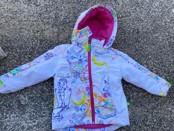 Blouson ski longboard blanche et multicolore