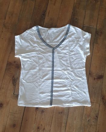 T-shirt blanc L motif bleu