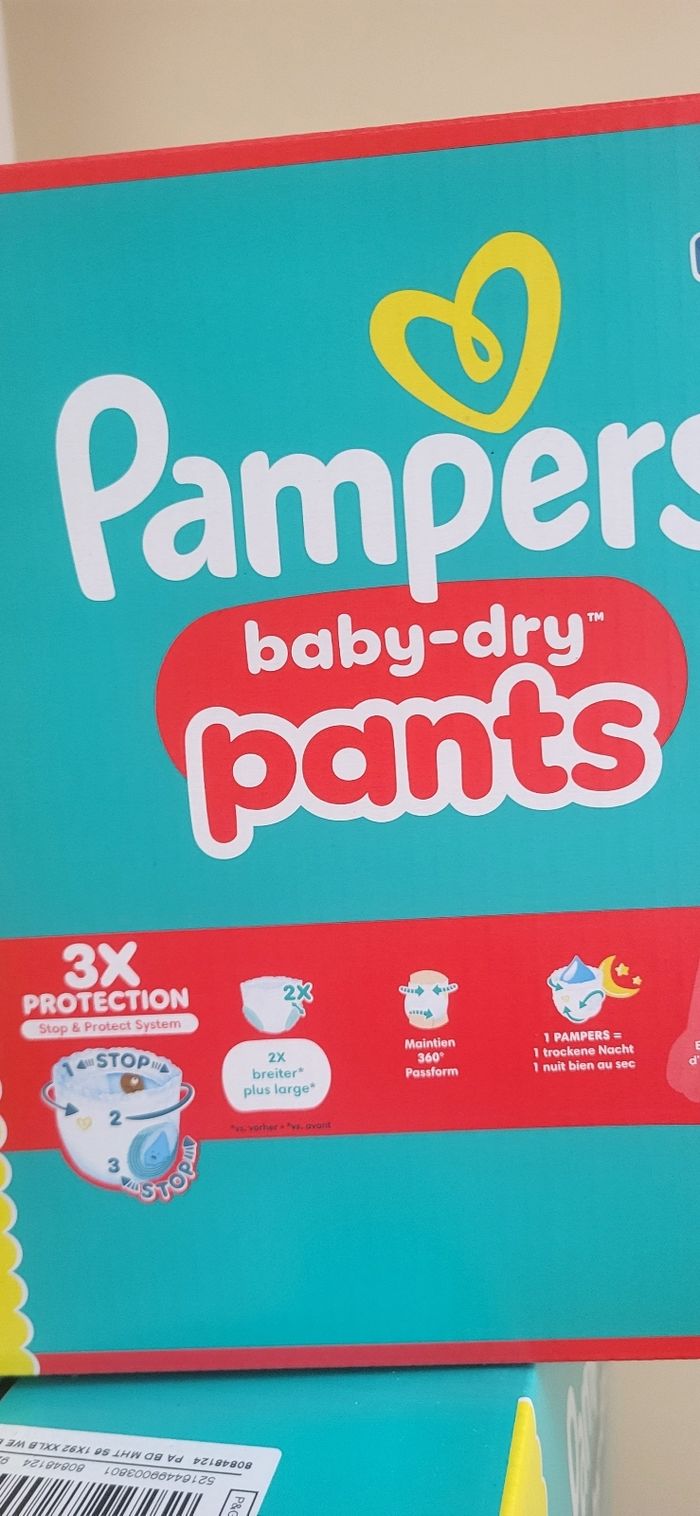 lots 2 cartons pampers baby-dry pants taille 6( 168 pants) - photo numéro 3