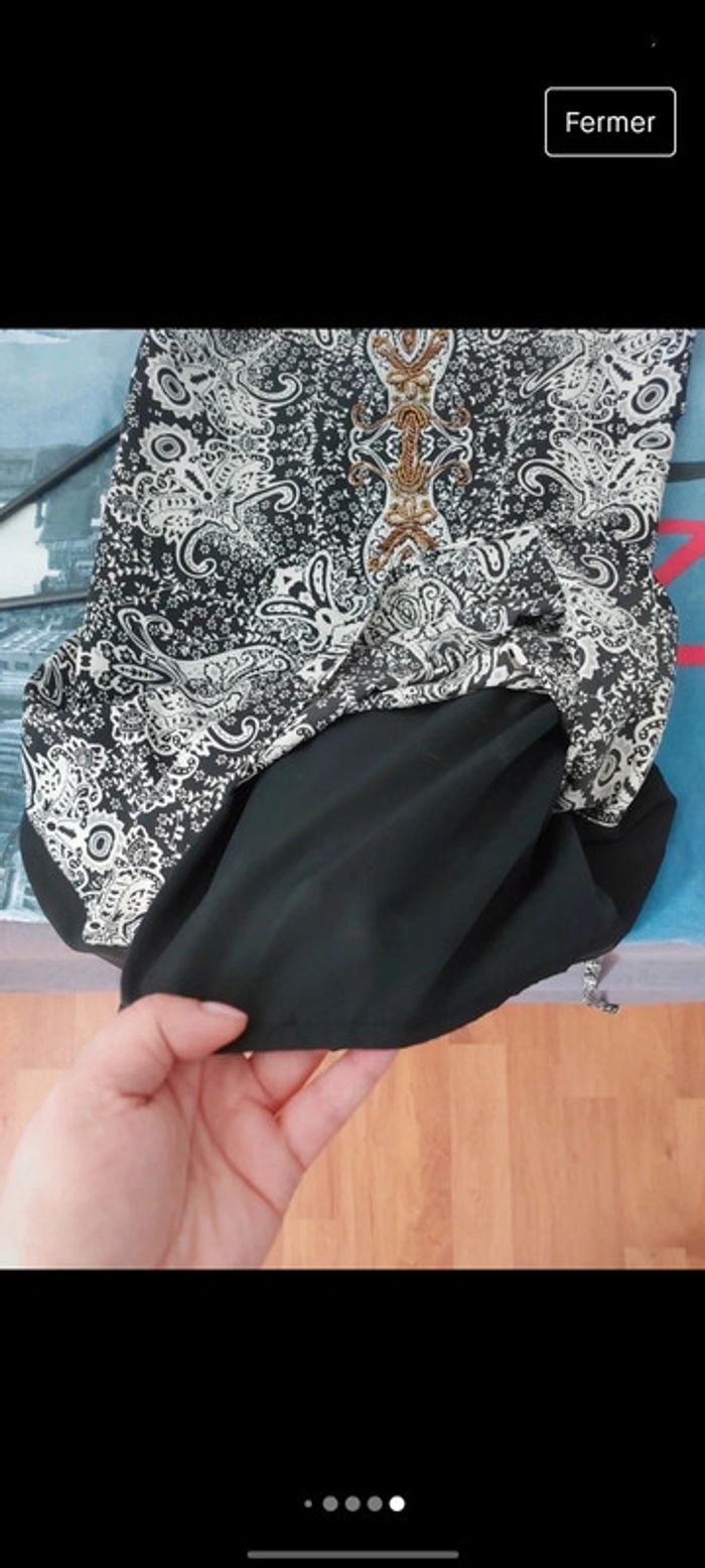 Tunique/blouse Promod taille 38/M blanche et noire avec perles très bon état - photo numéro 8