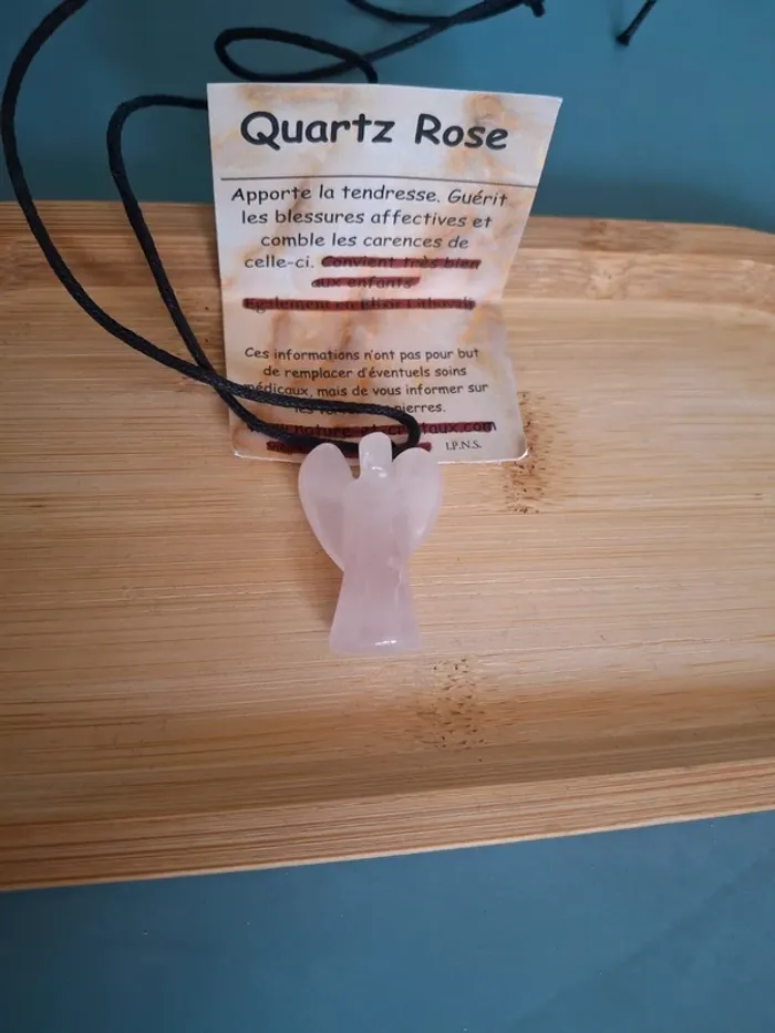 Pendentif Quartz Rose Ange - Douceur & Amour - photo numéro 2
