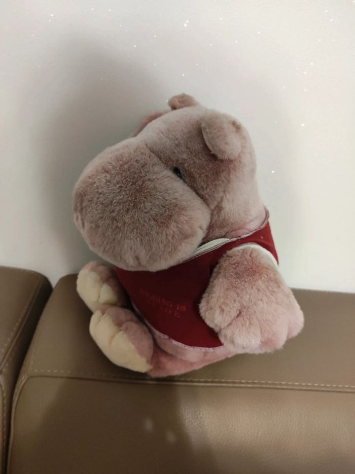 peluche rose hippopotame et blanc - photo numéro 8
