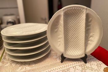 Lot 3, composé de 6 assiettes à fondue - céramique blanche, état excellent