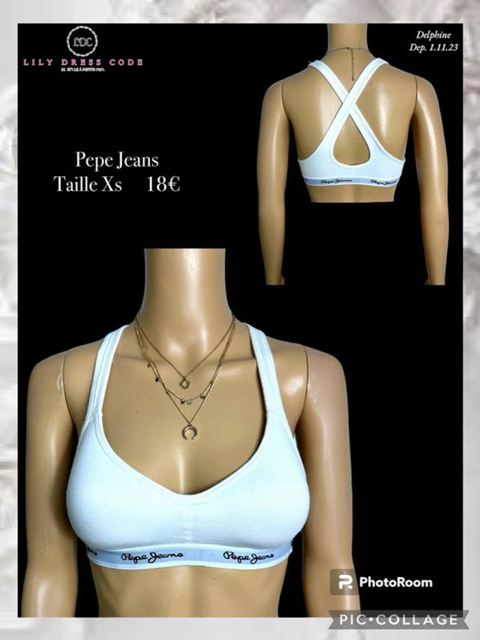 🤍 Brassière blanche logo Pepe Jeans – Taille xs – SOLDE-50% 🤍