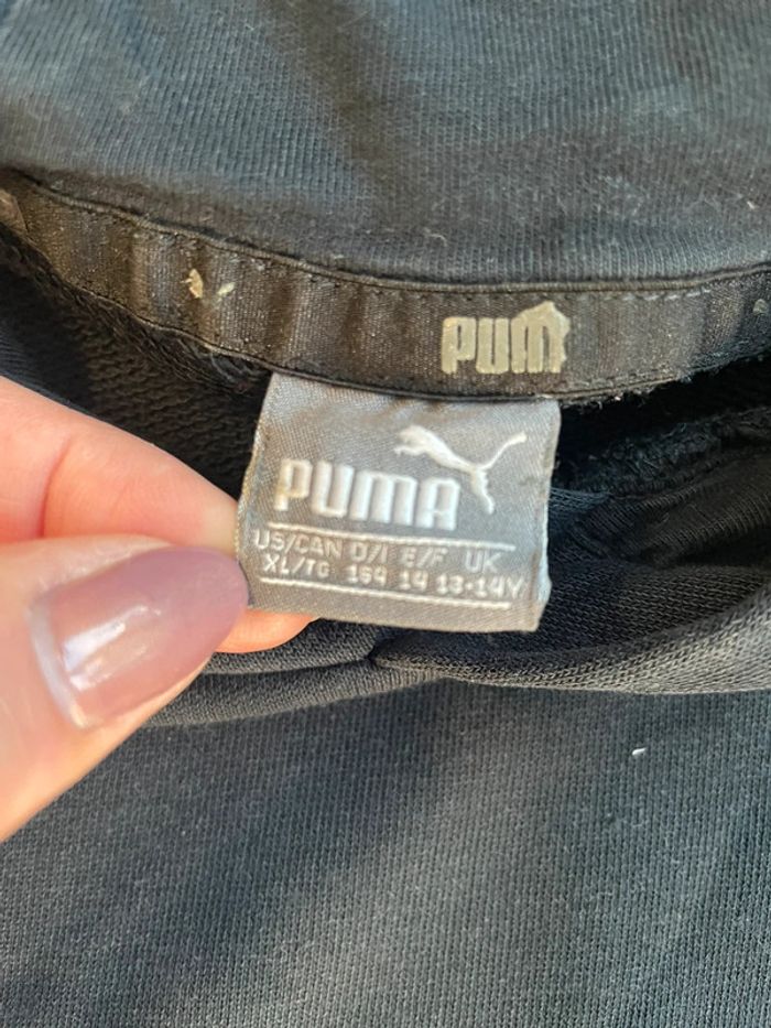 Sweat à capuche noir Puma fille / garçon 14 ans Tbe - photo numéro 3