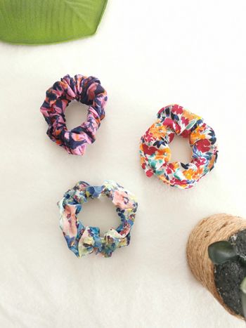 Lot de 3 chouchous à imprimé fleuri Fait mains