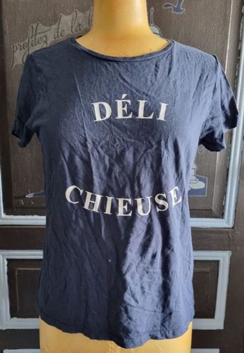 T-shirt marine avec écriture humour taille M