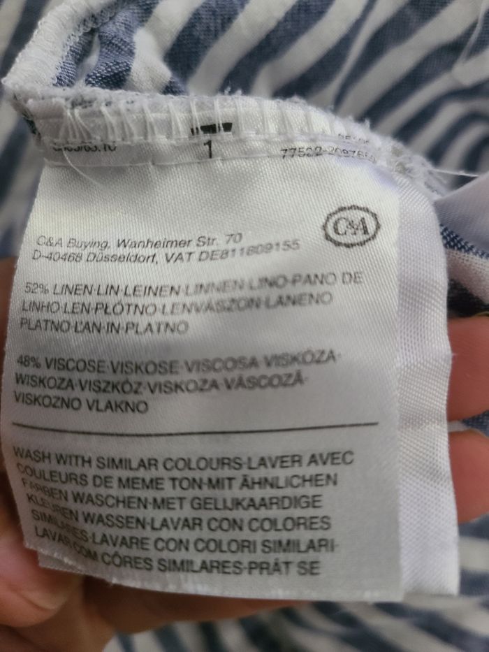 Très belle chemise  Tunique  C & A  taille 44/46 rayé bleu et blanc - photo numéro 5
