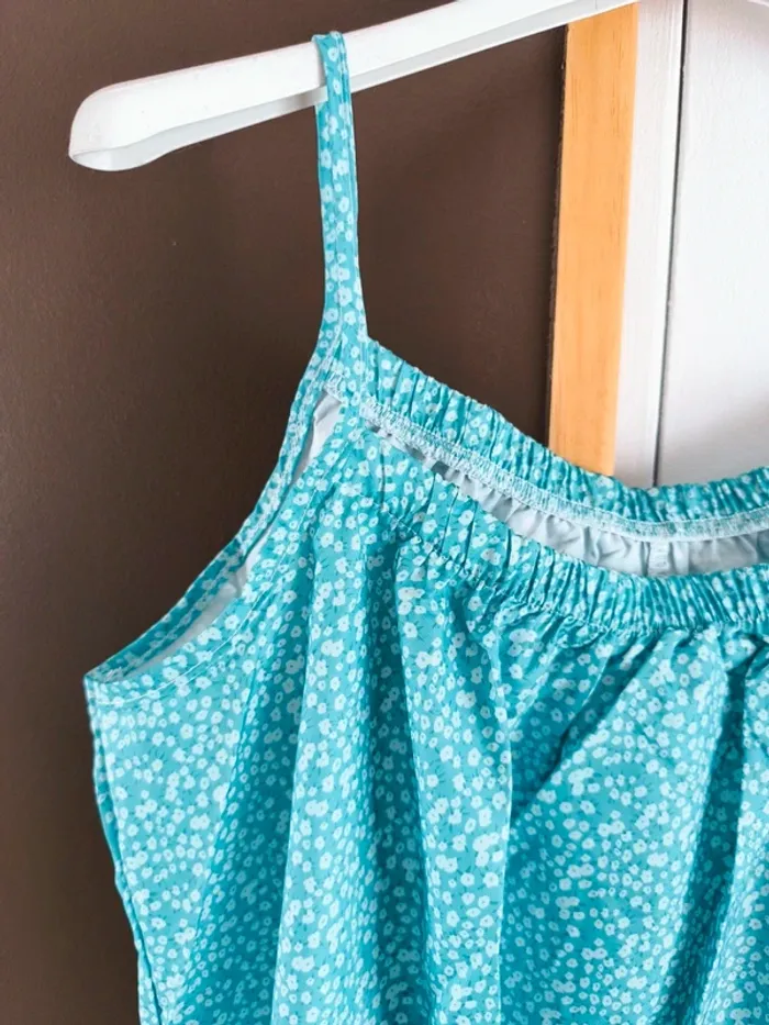 Robe mi longue à fleurs turquoises et blanches femme 42 - photo numéro 9