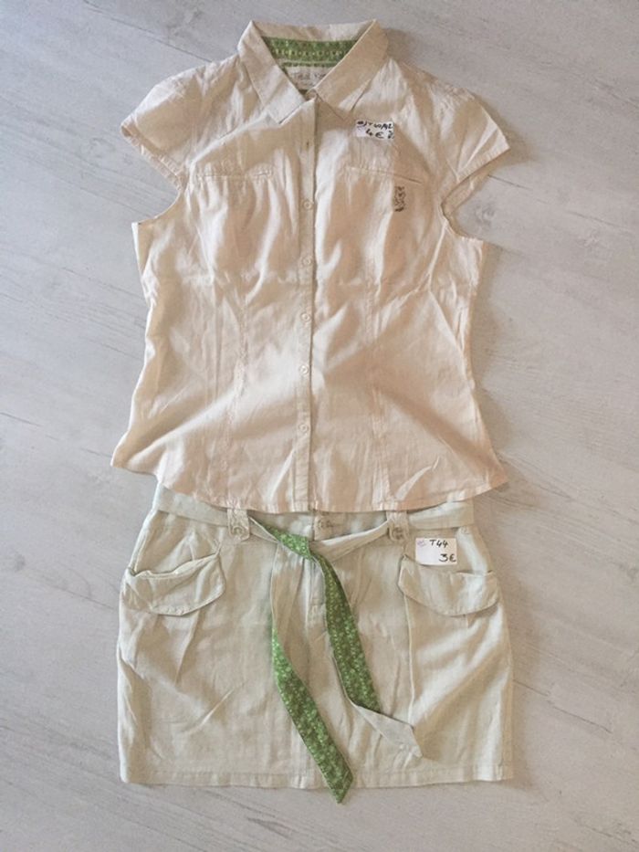 453-Chemisier marron clair T40/42 NEUF - photo numéro 5