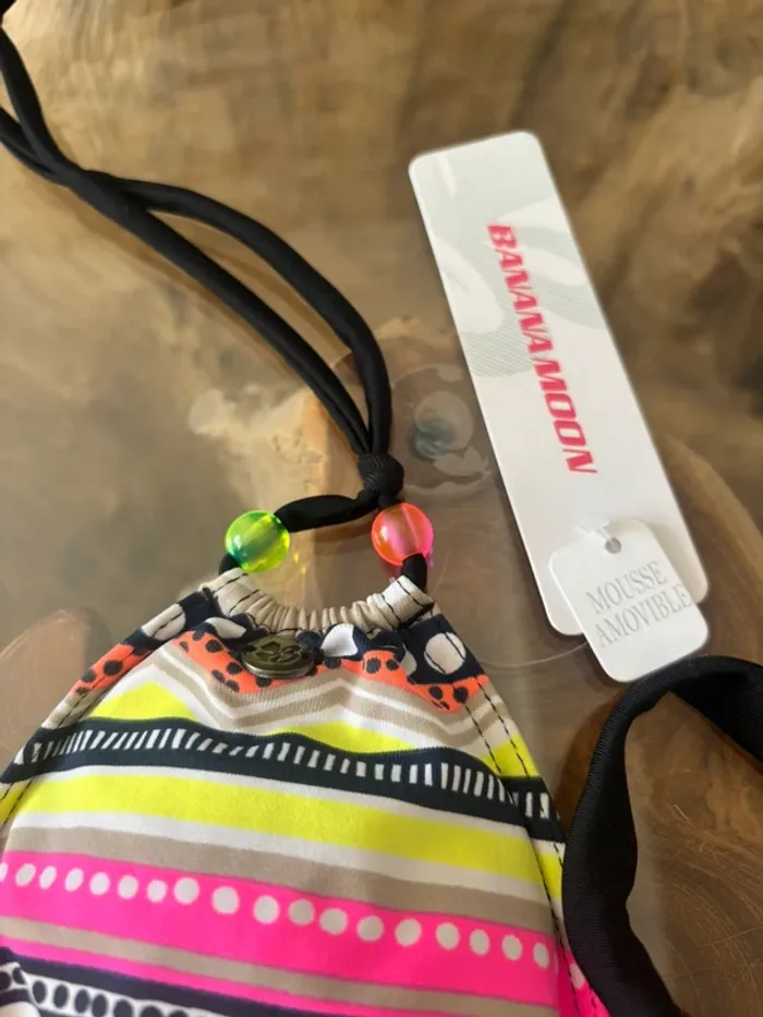 Haut de maillot de bain Banana Moon multicolore perle fluo - photo numéro 4
