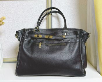 Grand sac en cuir vachette noire 