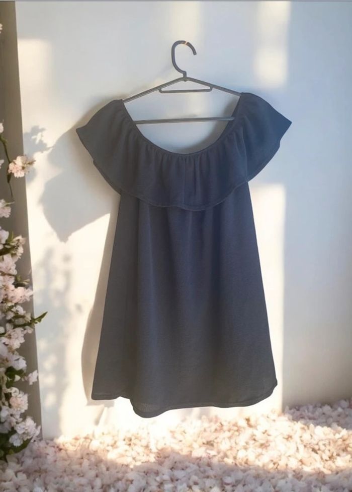 🎀 Haut noir à volants épaules dénudées femme taille L🎀
