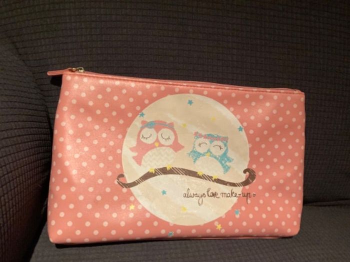 Grande trousse beauté rose motif hiboux rose/bleu Atmosphere