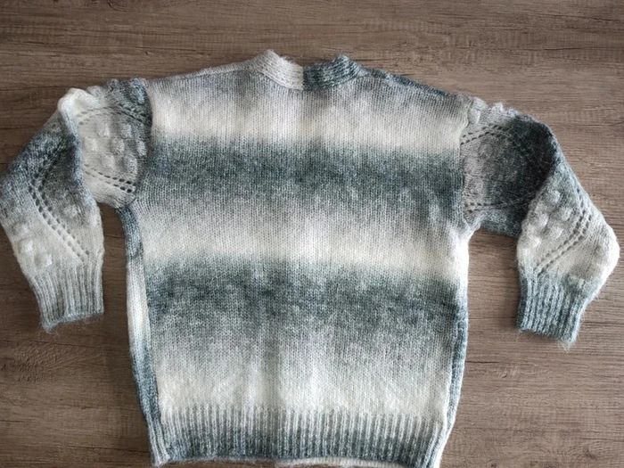 Gilet en laine gris et blanc Happy star 14 ans - photo numéro 2