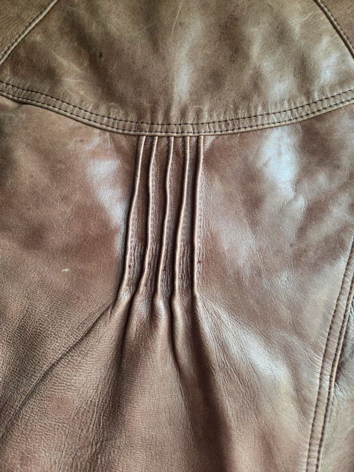veste en cuir marron promod taille m - ceinturée - photo numéro 12