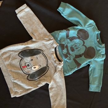 Lot 2 sweat chien & Mickey 9 mois