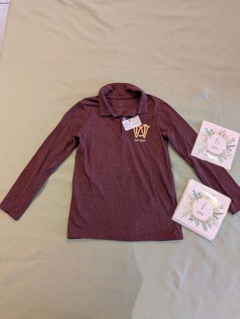 Polo manches longues bordeaux 6-7 ans