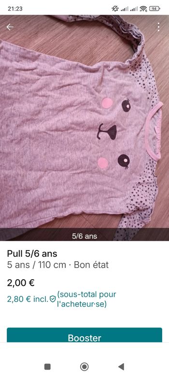 Pull fille 5-6 ans