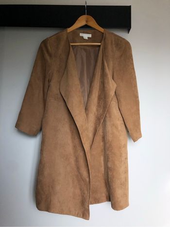 Veste mi longue daim - beige foncé/marron clair - H&M 34
