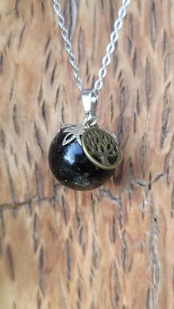 Collier de protection en Obsidienne œil céleste arbre de vie en acier inoxydable
