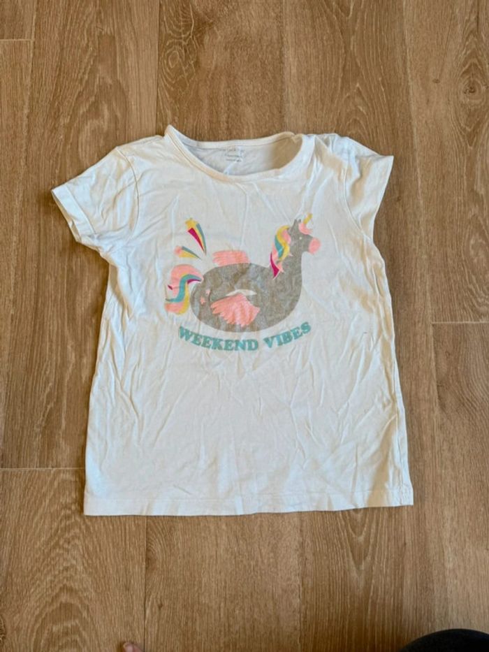 🎀 T-shirt blanc licorne 7-8 ans Primark
