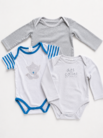 Lot de 3 bodies bébé, garçon, 36 mois / 3 ans.