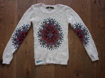 Neuf Pull maille créme écru Desigual 11 12 ans