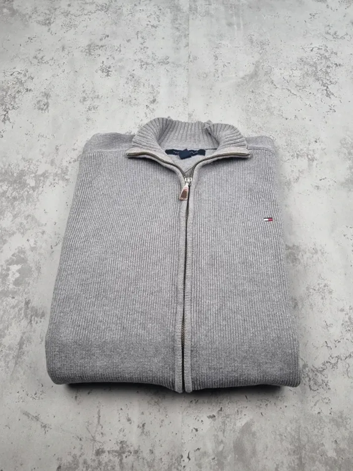 Veste zippée Tommy Hilfiger grise, L Hommes (mesures en photos) - photo numéro 2