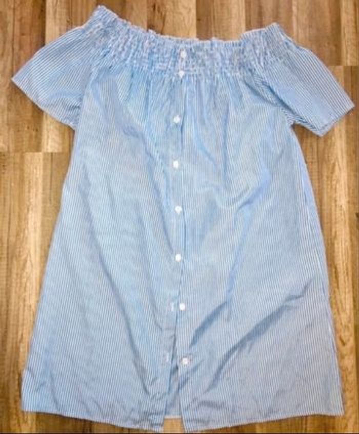 Robe tunique couleur bleu et blanc taille m/l en coton marque moody's neuve - photo numéro 3