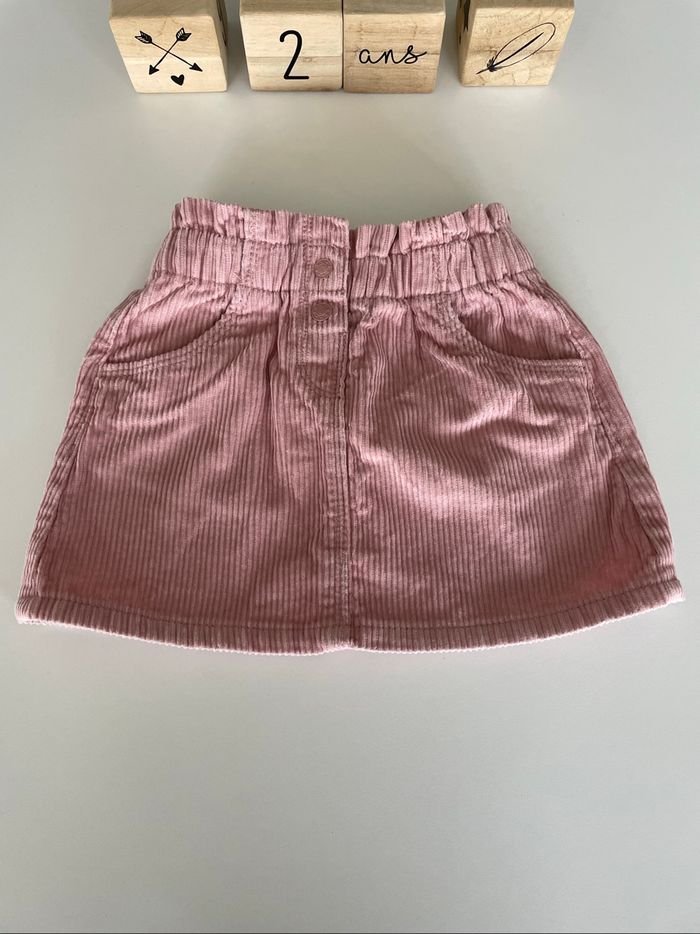 Jupe rose velours côtelé 24 mois fille
