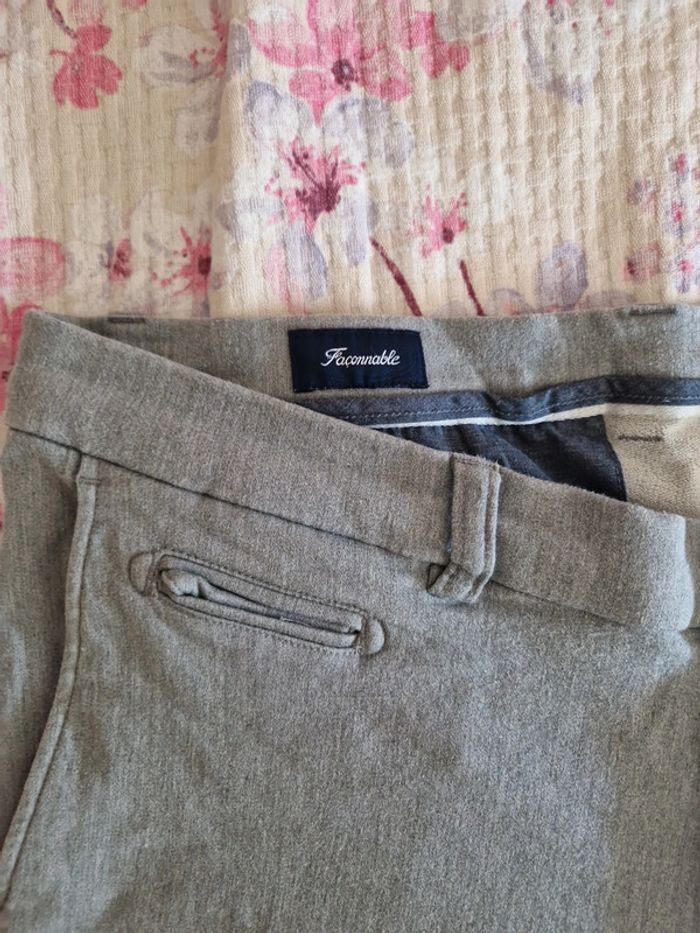 Pantalon droit gris très bon état Taille 46 Façonnable - photo numéro 4