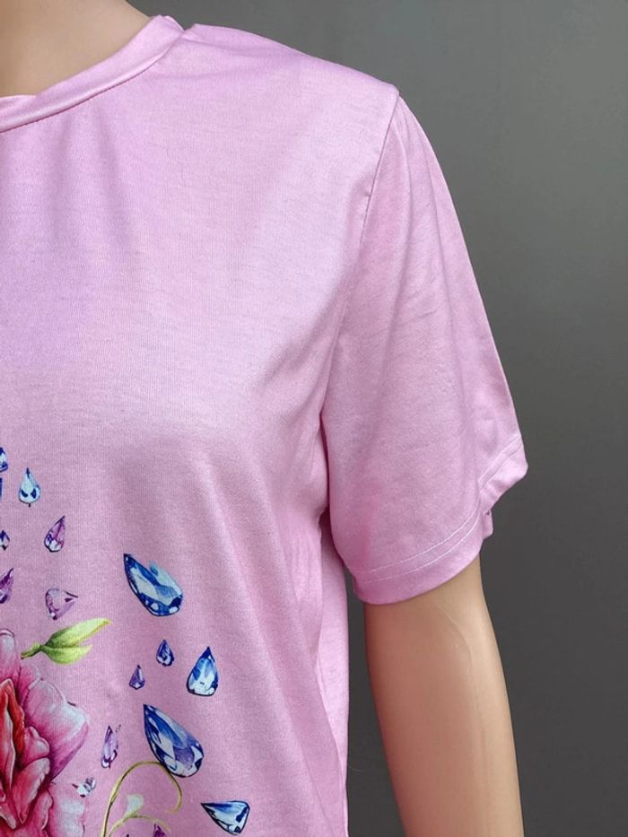 T-shirt taille L très bon état - Design floral élégant - photo numéro 3
