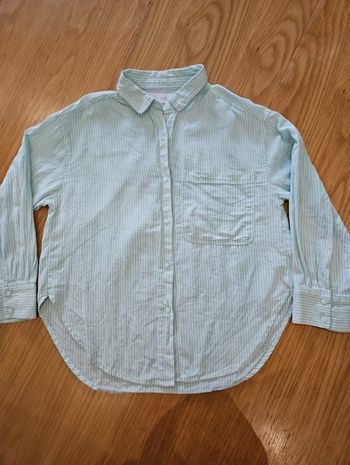 Chemise manches longues rayures vert et blanc